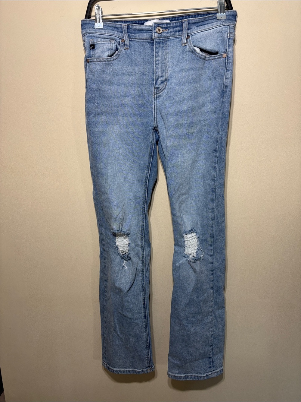 KanCan Light Blue Ripped Straight-Leg Jeans